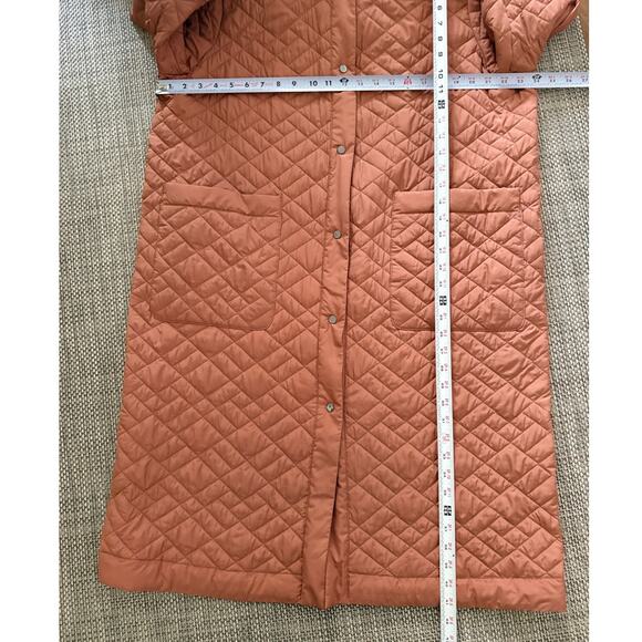 BERNARDO NWOT Long-Line Removable Hood Snap Front w/Pockets Quilted Coat L Clay - Picture 9 of 9